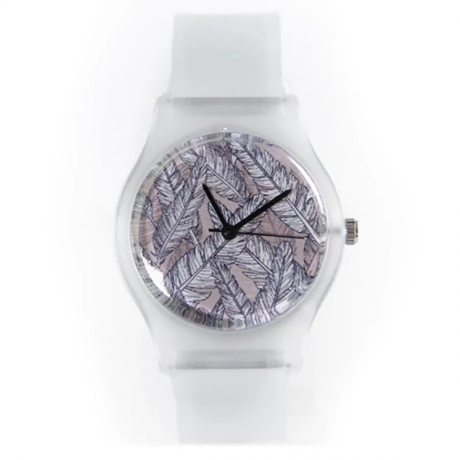 Montre Ado Et Enfant|Montre Homme-Montre motif plume pas chère transparente de marque Willis