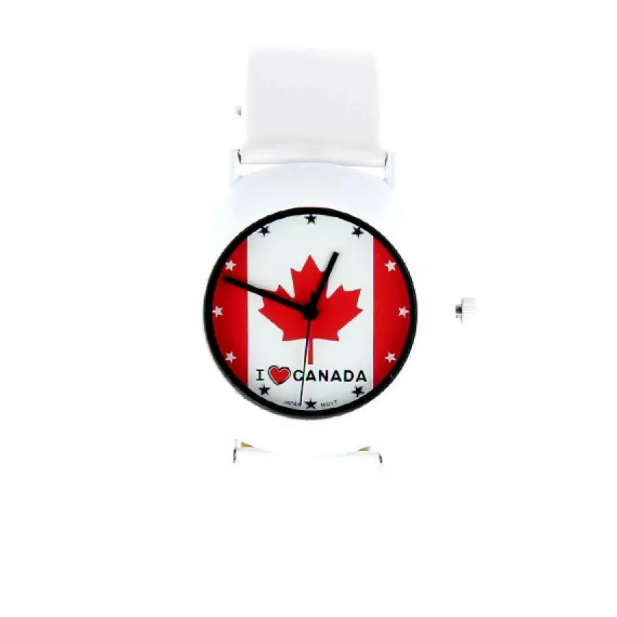 Montre Ado Et Enfant|Montre Femme-Montre pas chère feuille érable I Love CANADA couleur bland