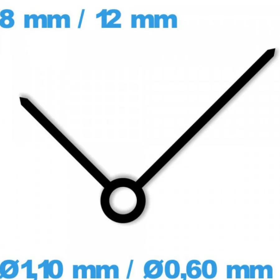 Ensemble D'aiguille (paire)-Paire d'aiguille Suisse cadran central noir (Ø1,10 mm / Ø0,60 mm)