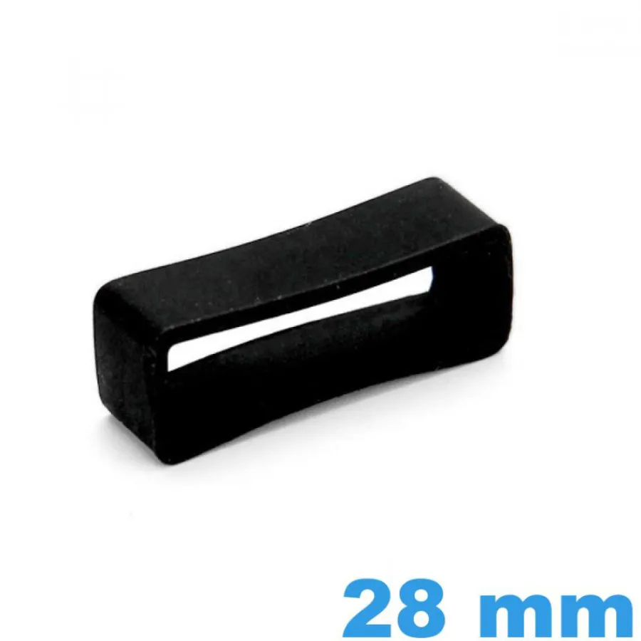 Passant Silicone-Passant Bracelet Montre Silicone Noir 28 mm