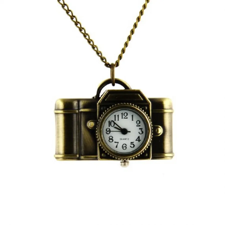 Montre Femme-Pendentif montre appareil photo vintage photographe + chaine