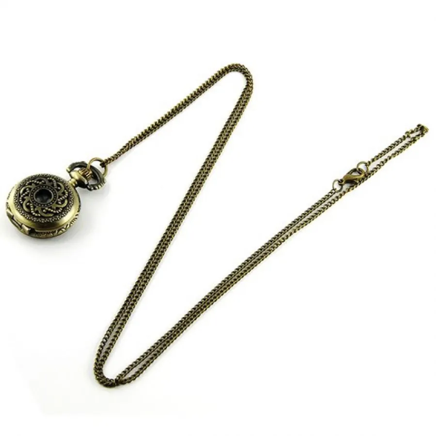 Montre Femme-Pendentif montre pas cher vintage doré + chaine de cou