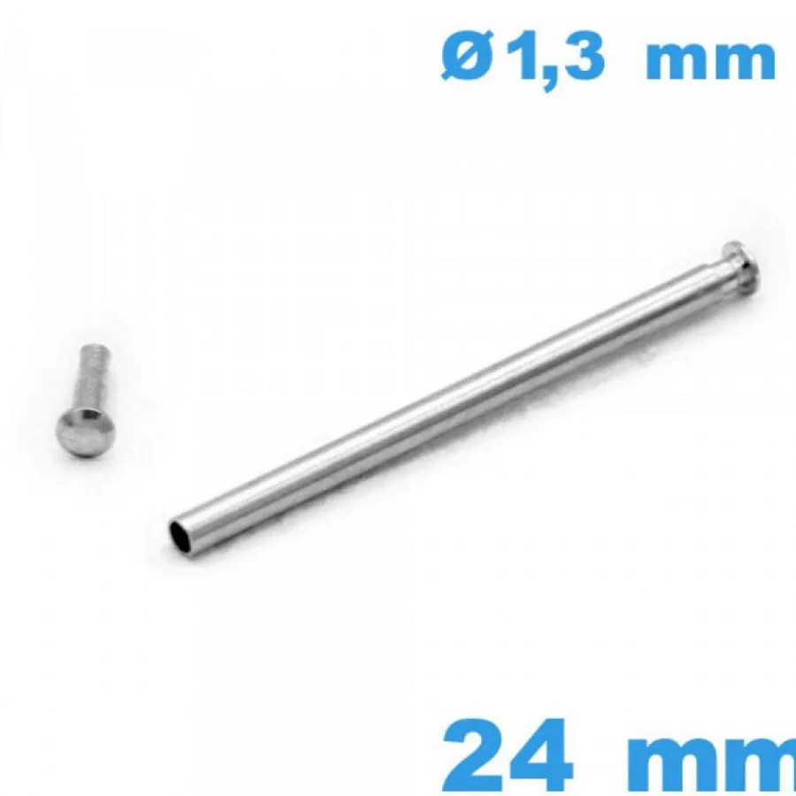 Barre À Rivet-Tige pour Fermoir de Montre avec Capuchon Pression 24 mm Argenté
