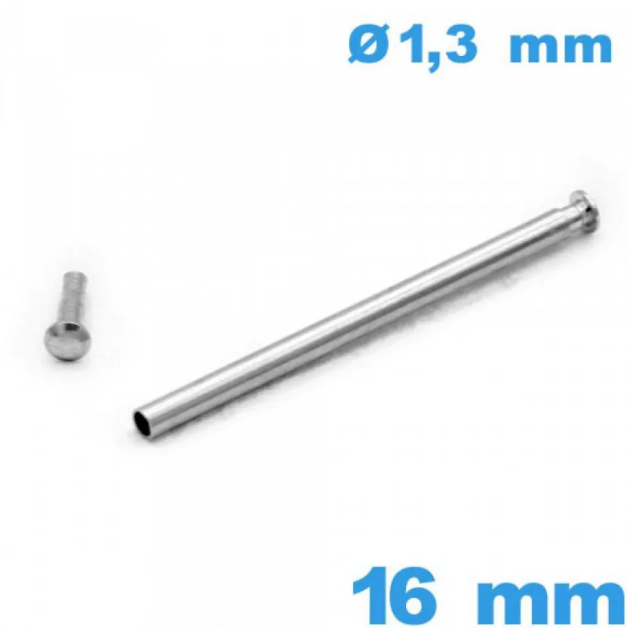 Barre À Rivet-Tige pour Fermoir Montre à Capuchon Pression 16 mm Argenté