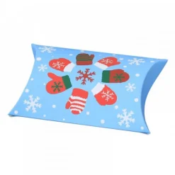 Berlingot-étui carton bleu pour les cadeaux de noël avec des motifs fêtes de fin d'année