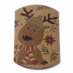 Berlingot-étui marron carton kraft pour les fêtes de noël avec un motif fête de fin d'année