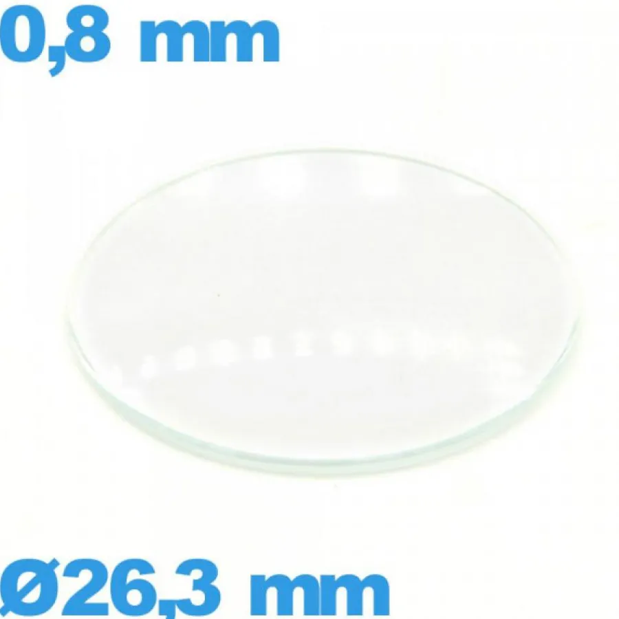 Verre Bombé-Verre 26,3 mm bombé circulaire de montre verre minéral