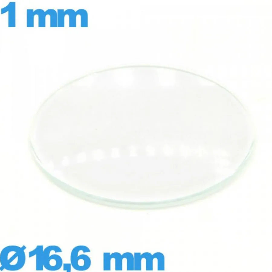 Verre Bombé-Verre bombé circulaire en verre minéral 16,6 mm montre