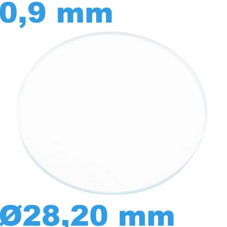 Verre Saphir-Verre Plat Saphir de montre Rond 28,20 mm épaisseur 0,9 mm résistant aux rayures Sternkreuz