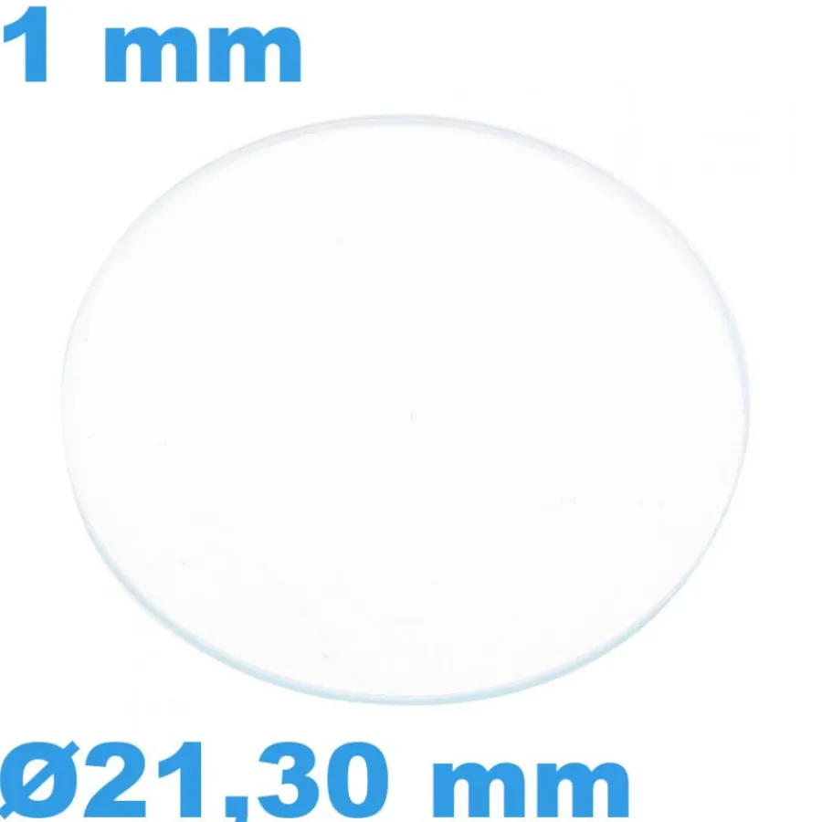 Verre Saphir-Verre pour montre 21,3 mm Saphir Plat Circulaire épaisseur 1 mm résistant aux rayures