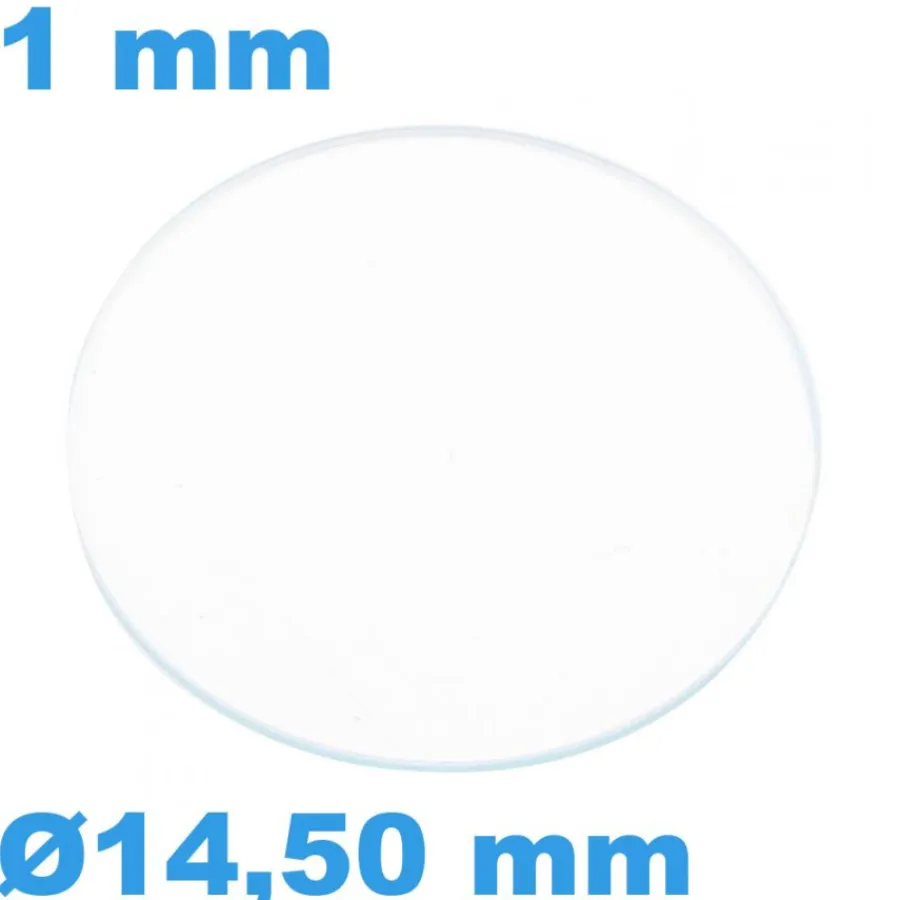 Verre Saphir-Verre pour montre 14,50 mm Saphir Plat Circulaire épaisseur 1 mm résistant aux rayures