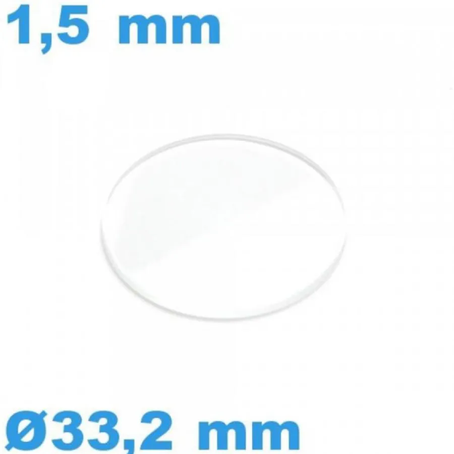Verre Plat|Verre Minéral-Verre pour Montre avec Chanfrein 33,2*1,5 mm