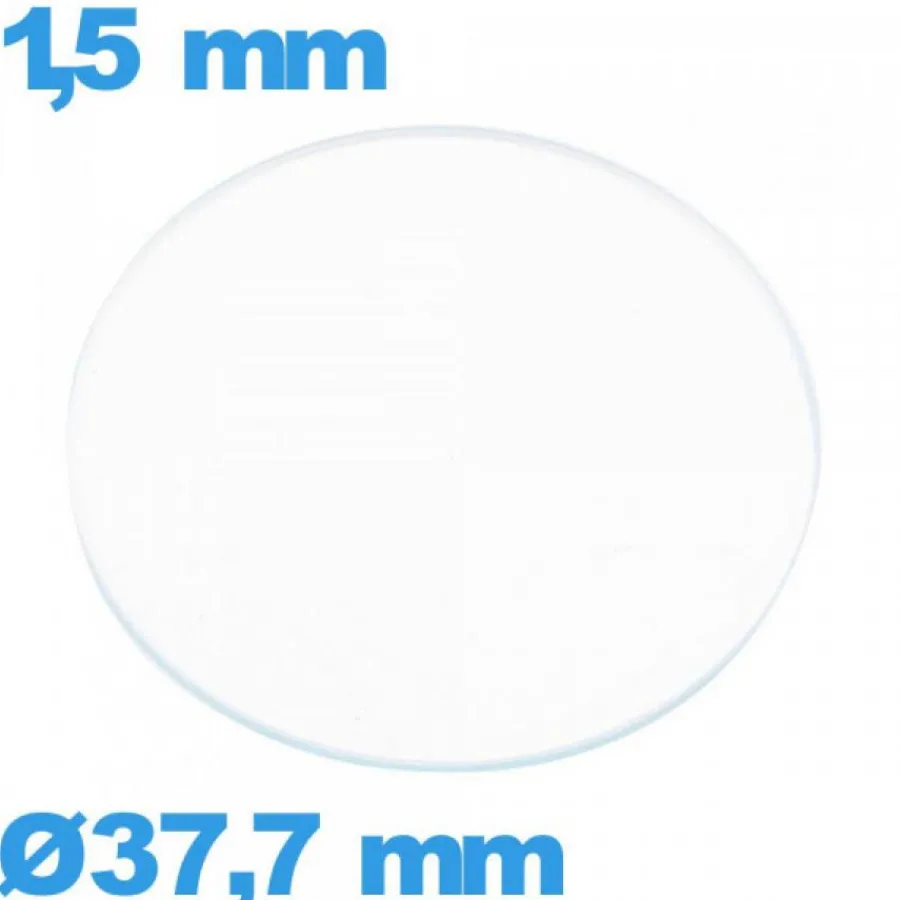 Verre Plat|Verre Minéral-Verre pour montre en verre minéral circulaire 37,7 mm