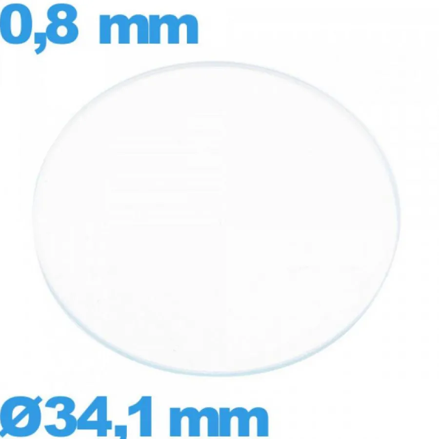 Verre Plat|Verre Minéral-Verre pour Montre Plat Minéral Diamètre 34,1 mm