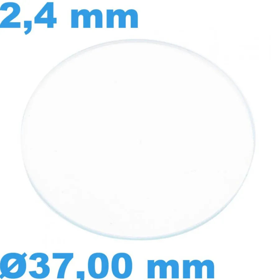 Verre Saphir-Verre Saphir 37 mm de montre Rond Plat épaisseur 2,4 mm inrayable