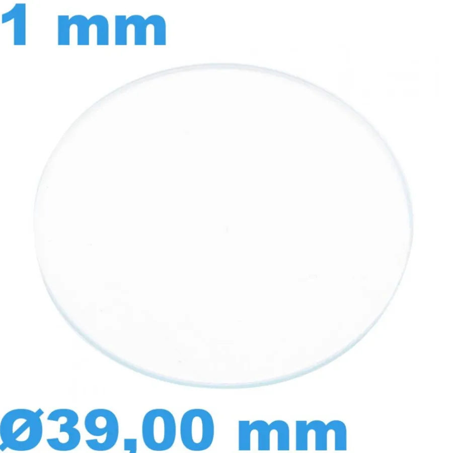 Verre Saphir-Verre Saphir 39 mm Plat pour montre Rond épaisseur 1 mm inrayable