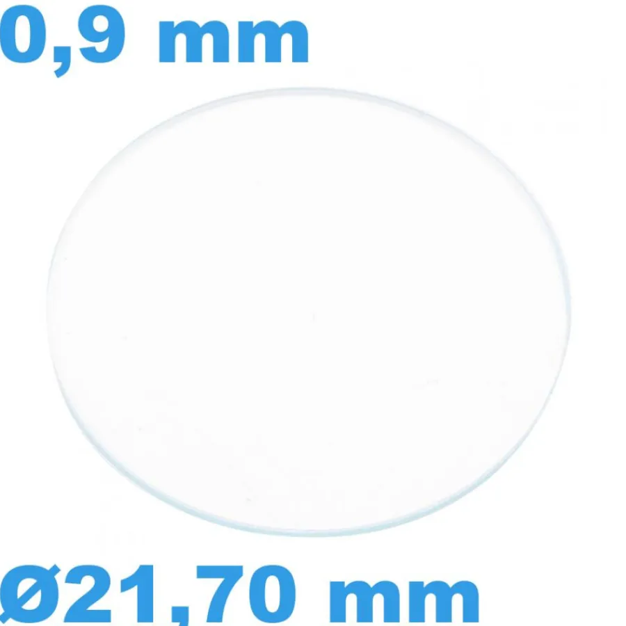 Verre Saphir-Verre Saphir 21,7 mm Plat Sternkreuz de montre Rond épaisseur 0,9 mm inrayable