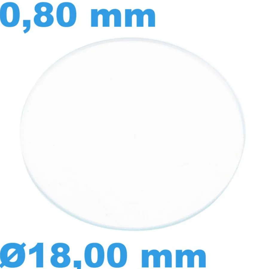 Verre Saphir-Verre Saphir 18 mm Plat Sternkreuz de montre Rond épaisseur 0,80 mm inrayable