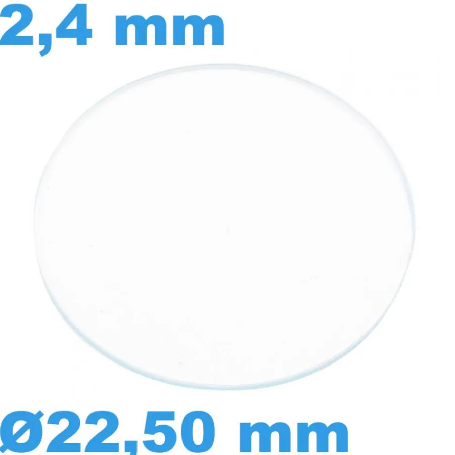 Verre Saphir-Verre Saphir Plat de montre Circulaire 22,50 mm épaisseur 2,4 mm résistant aux rayures