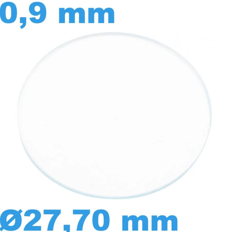 Verre Saphir-Verre Sternkreuz Rond Saphir 27,70 mm pour montre Plat épaisseur 0,9 mm inrayable