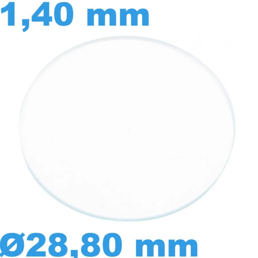 Verre Saphir-Verre Sternkreuz Saphir de montre Plat Rond 28,80 mm épaisseur 1,40 mm inrayable