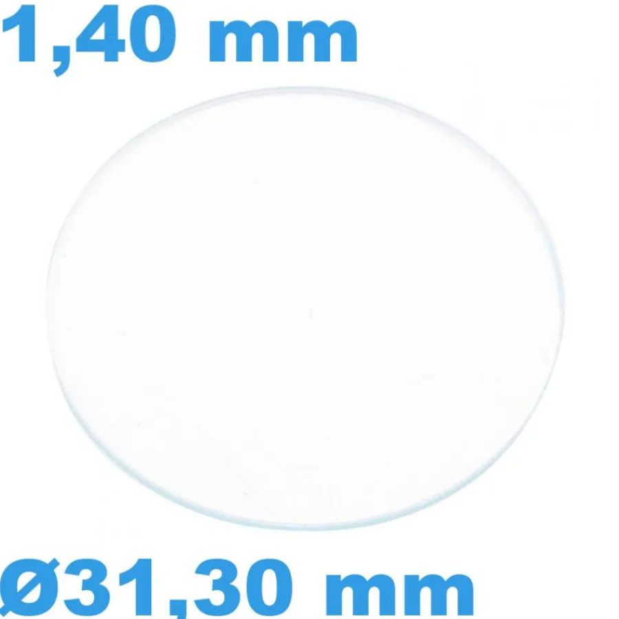 Verre Saphir-Verre Sternkreuz Saphir Plat de montre Circulaire 31,30 mm épaisseur 1,40 mm résistant aux rayures